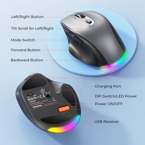 LED Rechargeable Ergonomic Mouse - Image 6